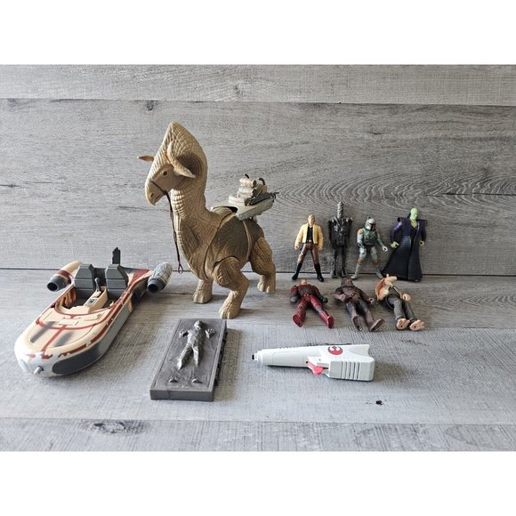 Vtg 90s Star Wars Action Figure Lot Kenner IG-88 Skywalker Boba Fett Xizor Jar